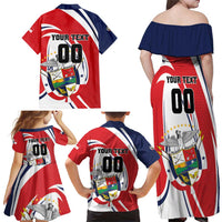 Custom Panama Rugby Family Matching Off Shoulder Maxi Dress and Hawaiian Shirt Diablos Rojos Go Champions