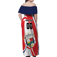 Custom Panama Rugby Family Matching Off Shoulder Maxi Dress and Hawaiian Shirt Diablos Rojos Go Champions