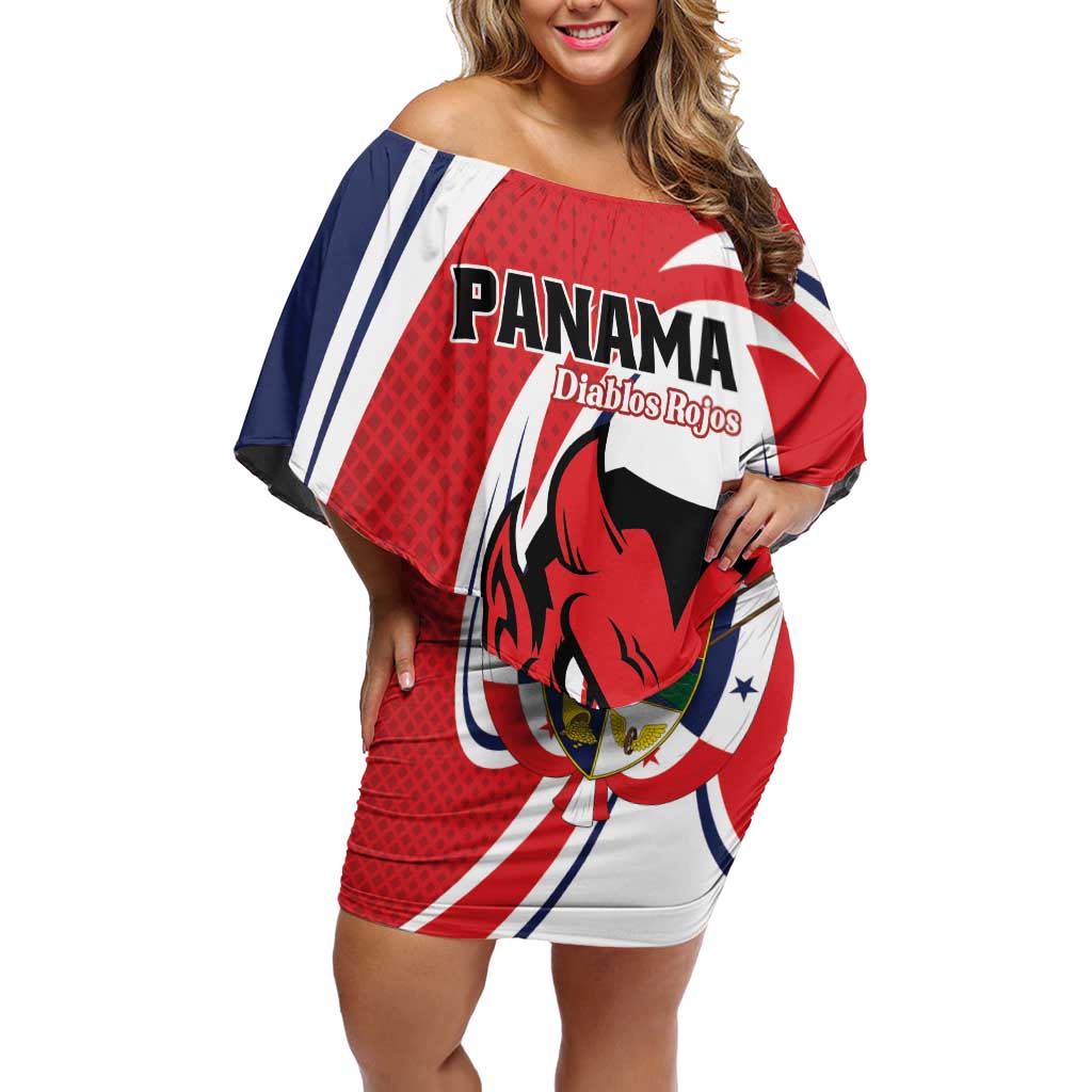 Custom Panama Rugby Family Matching Off Shoulder Short Dress and Hawaiian Shirt Diablos Rojos Go Champions