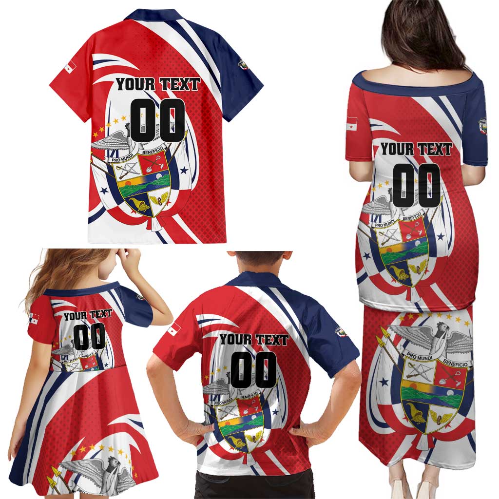 Custom Panama Rugby Family Matching Puletasi and Hawaiian Shirt Diablos Rojos Go Champions