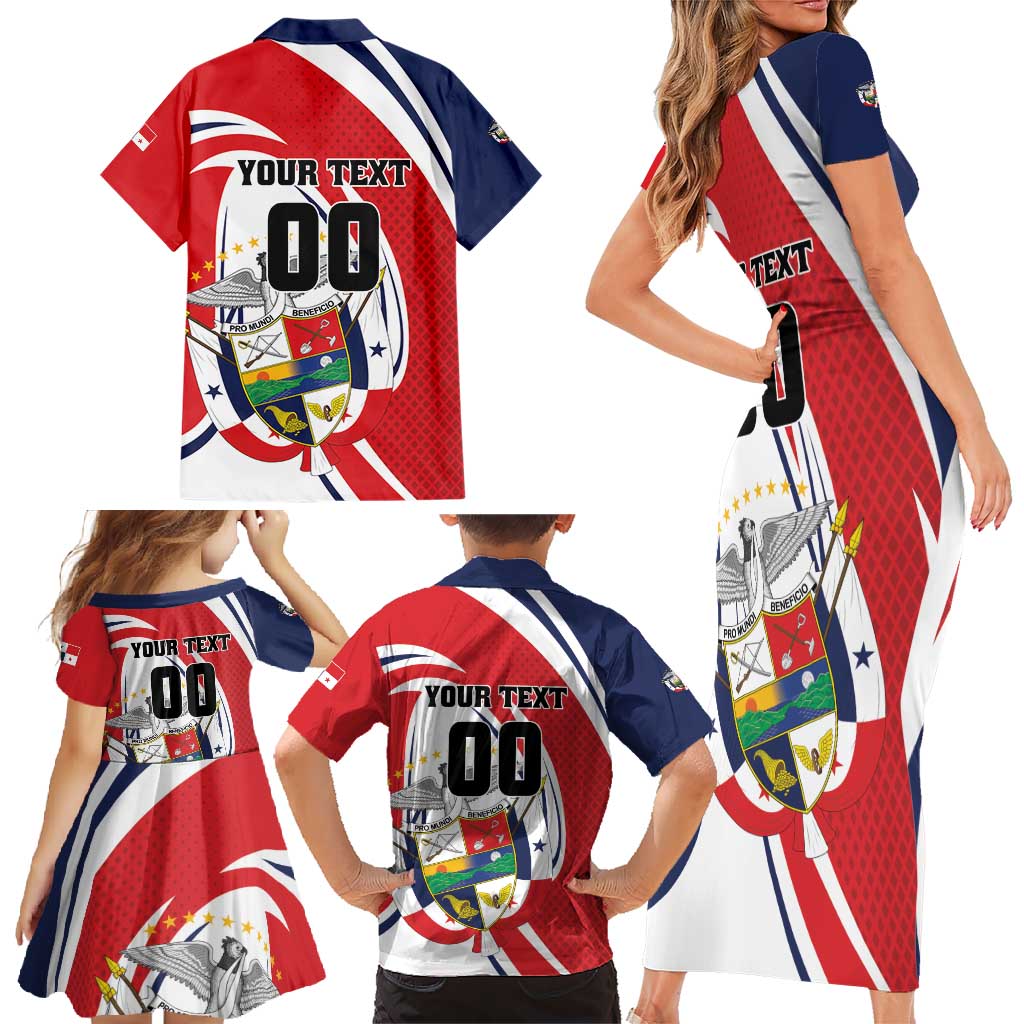 Custom Panama Rugby Family Matching Short Sleeve Bodycon Dress and Hawaiian Shirt Diablos Rojos Go Champions
