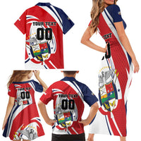 Custom Panama Rugby Family Matching Short Sleeve Bodycon Dress and Hawaiian Shirt Diablos Rojos Go Champions
