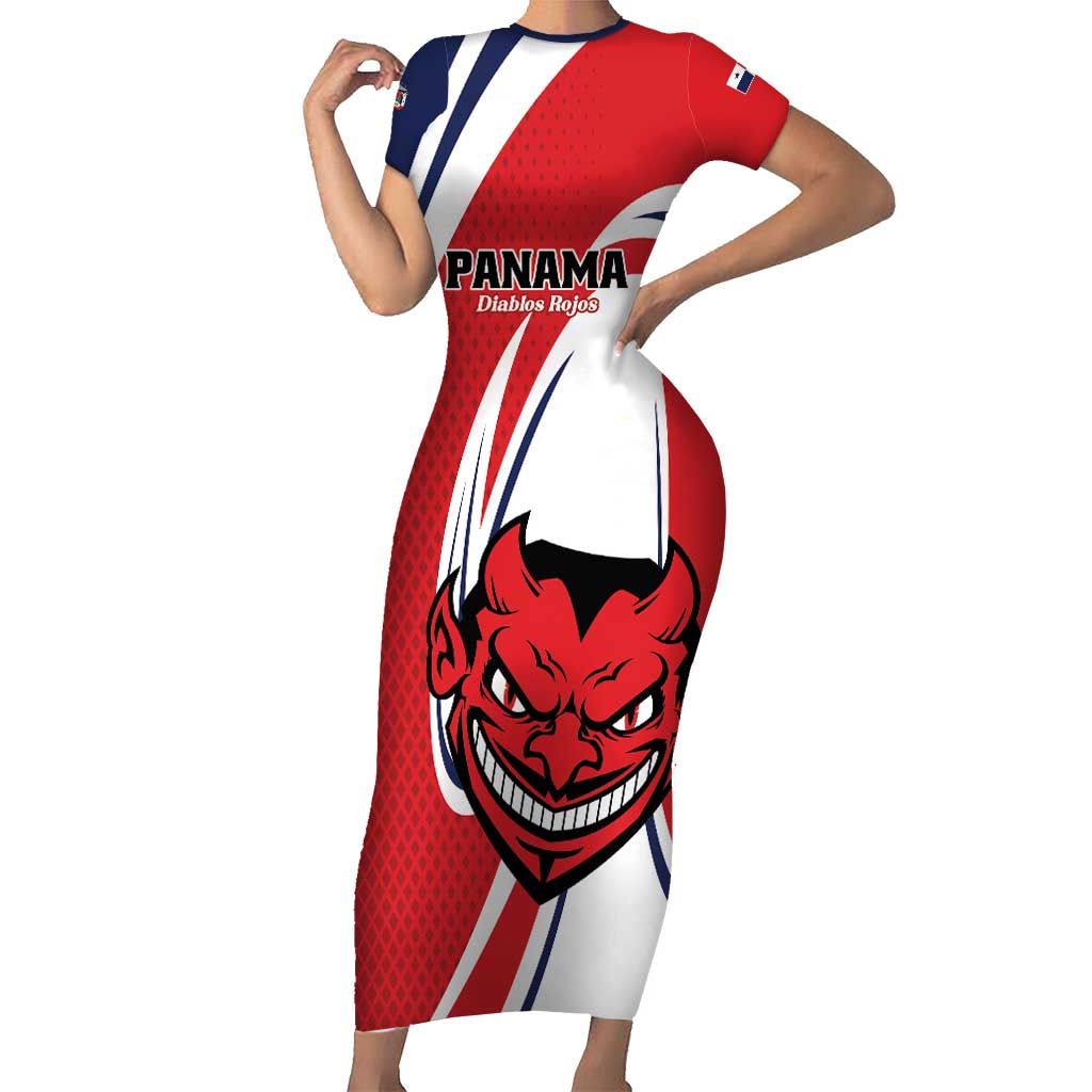 Custom Panama Rugby Family Matching Short Sleeve Bodycon Dress and Hawaiian Shirt Diablos Rojos Go Champions