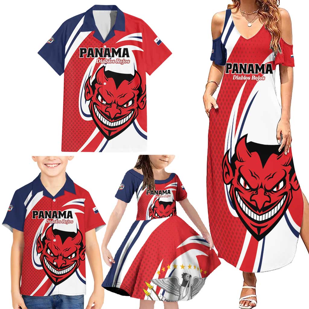 Custom Panama Rugby Family Matching Summer Maxi Dress and Hawaiian Shirt Diablos Rojos Go Champions