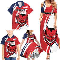 Custom Panama Rugby Family Matching Summer Maxi Dress and Hawaiian Shirt Diablos Rojos Go Champions