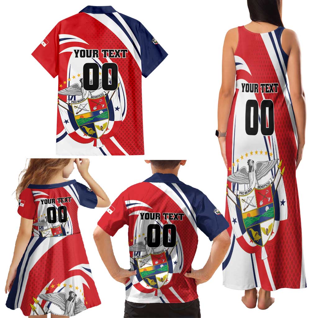 Custom Panama Rugby Family Matching Tank Maxi Dress and Hawaiian Shirt Diablos Rojos Go Champions