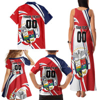 Custom Panama Rugby Family Matching Tank Maxi Dress and Hawaiian Shirt Diablos Rojos Go Champions