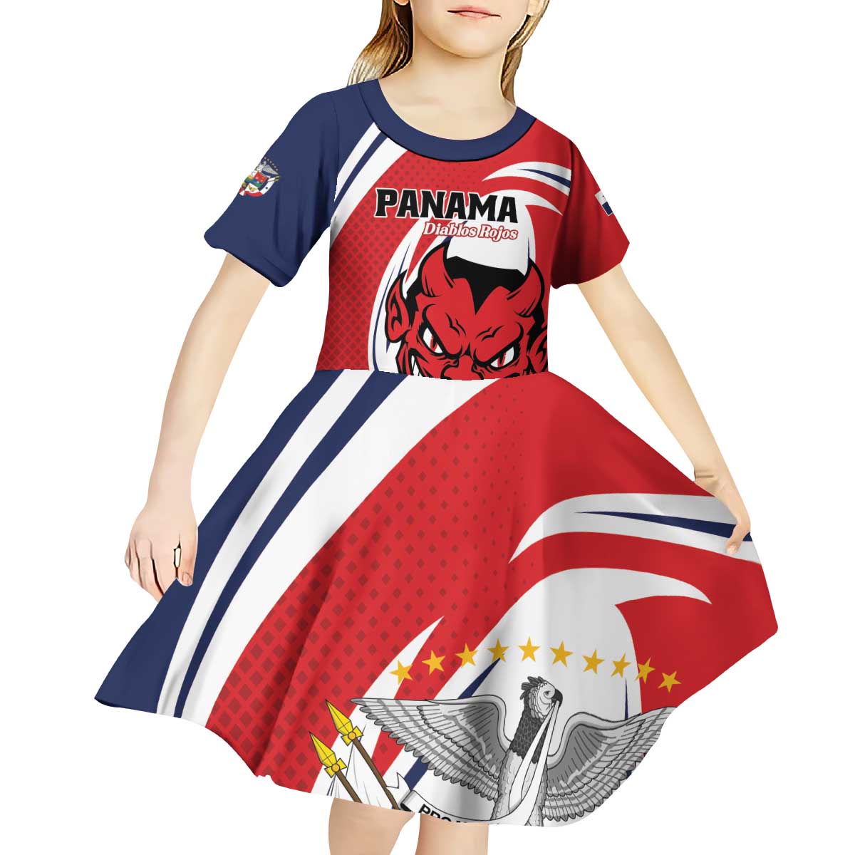 Custom Panama Rugby Kid Short Sleeve Dress Diablos Rojos Go Champions