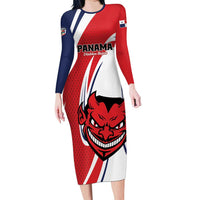 Custom Panama Rugby Long Sleeve Bodycon Dress Diablos Rojos Go Champions