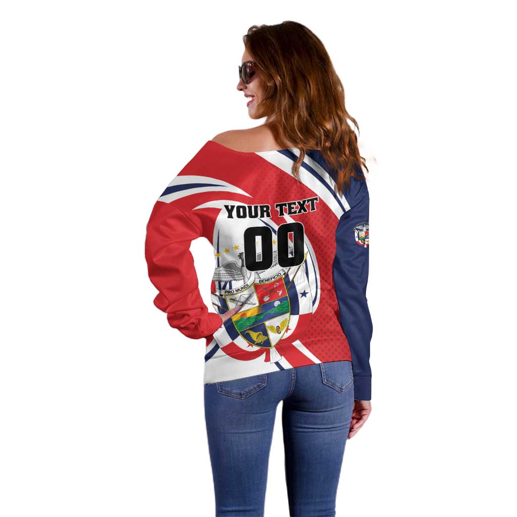 Custom Panama Rugby Off Shoulder Sweater Diablos Rojos Go Champions