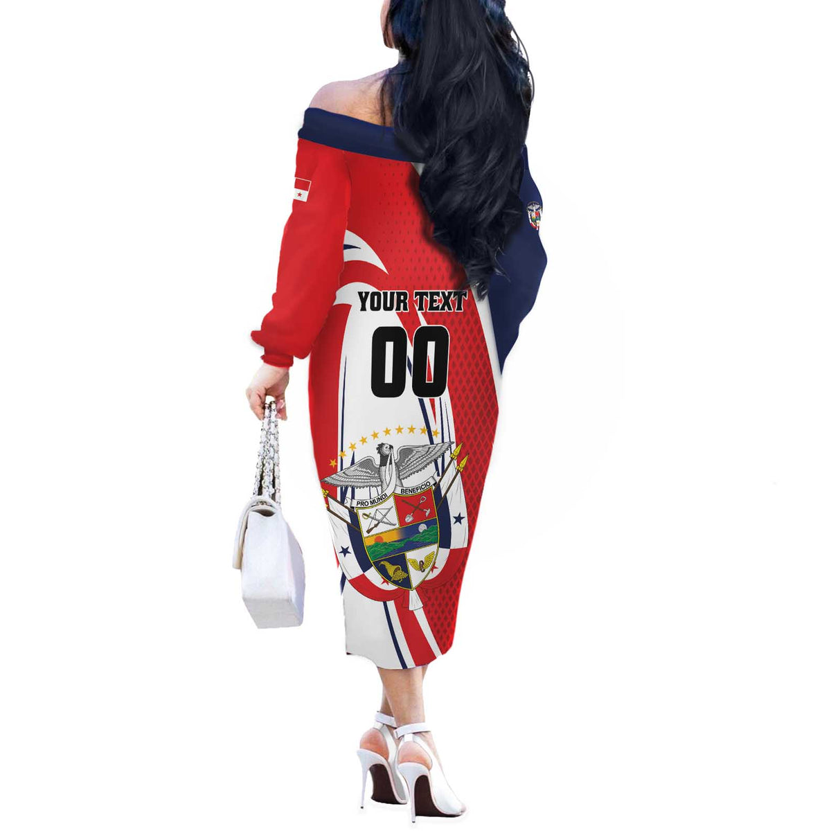Custom Panama Rugby Off The Shoulder Long Sleeve Dress Diablos Rojos Go Champions