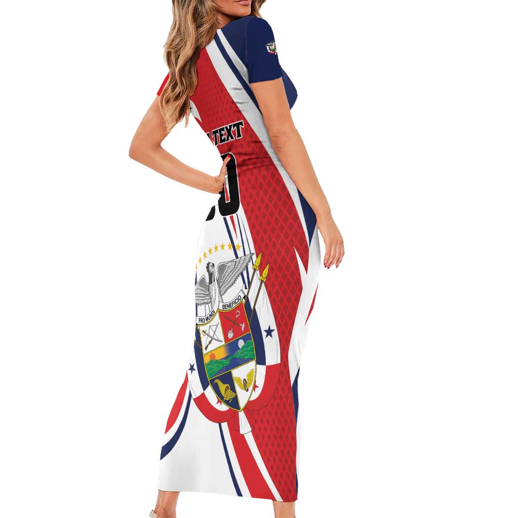 Custom Panama Rugby Short Sleeve Bodycon Dress Diablos Rojos Go Champions