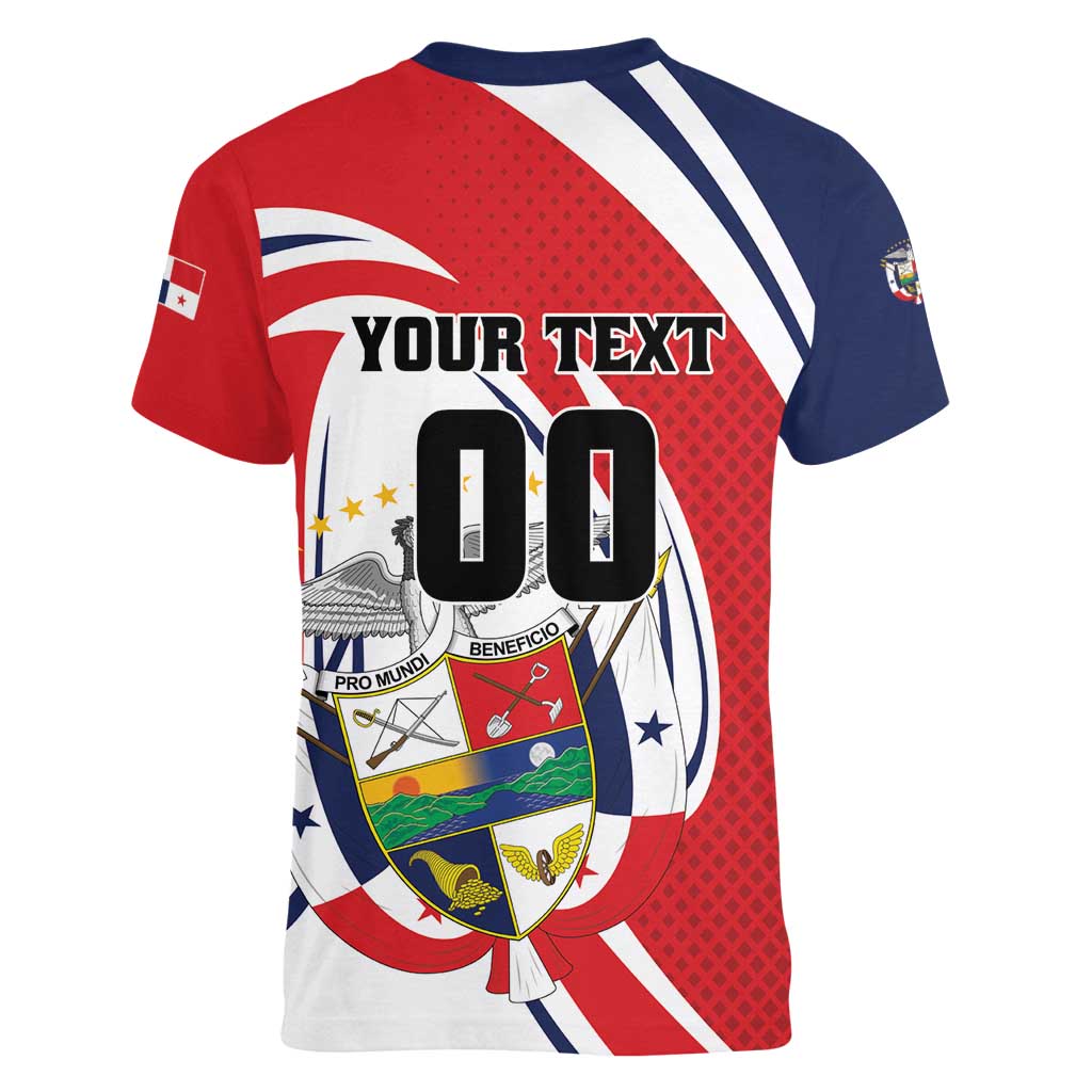 Custom Panama Rugby Women V-Neck T-Shirt Diablos Rojos Go Champions