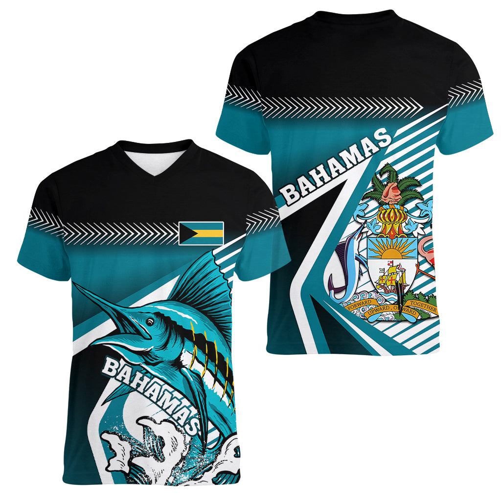 The Bahamas Women V Neck T Shirt Bahamian Blue Marlin Special Version - Wonder Print Shop