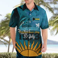 10 July The Bahamas Independence Day Hawaiian Shirt Bahamian Blue Marlin With Hibiscus - Wonder Print Shop