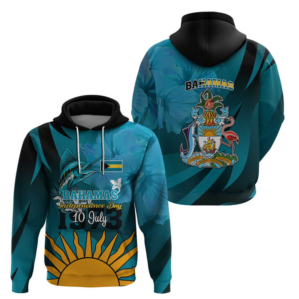 10 July The Bahamas Independence Day Hoodie Bahamian Blue Marlin With Hibiscus - Wonder Print Shop