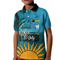 10 July The Bahamas Independence Day Kid Polo Shirt Bahamian Blue Marlin With Hibiscus - Wonder Print Shop
