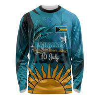 10 July The Bahamas Independence Day Long Sleeve Shirt Bahamian Blue Marlin With Hibiscus LT01
