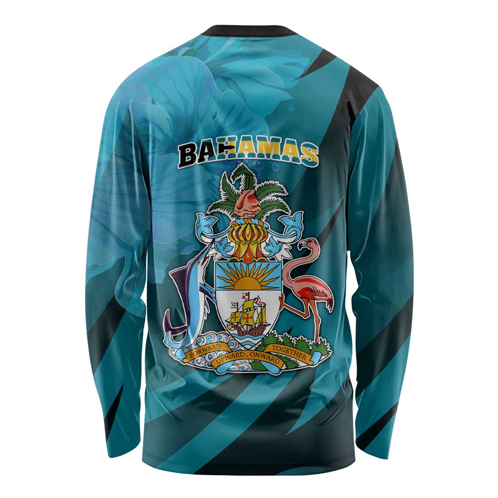 10 July The Bahamas Independence Day Long Sleeve Shirt Bahamian Blue Marlin With Hibiscus LT01