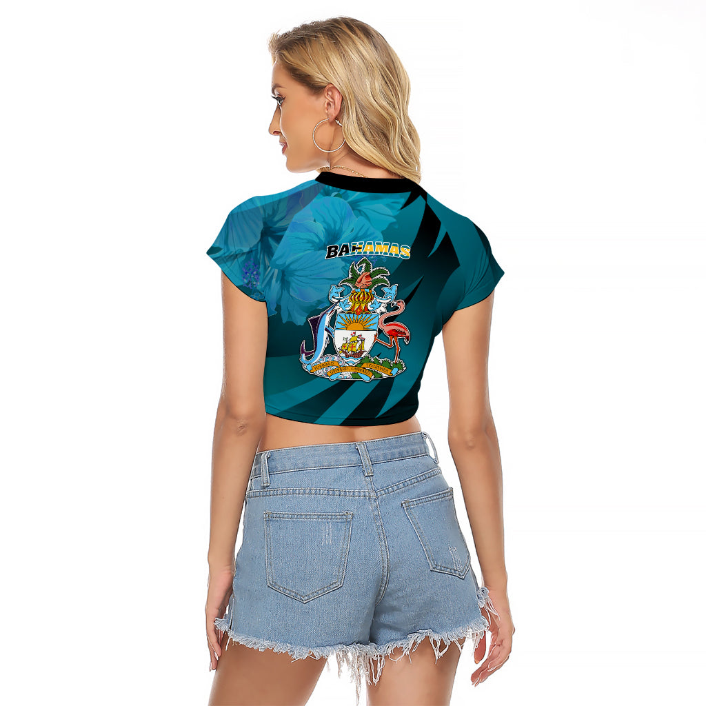10 July The Bahamas Independence Day Raglan Cropped T Shirt Bahamian Blue Marlin With Hibiscus - Wonder Print Shop