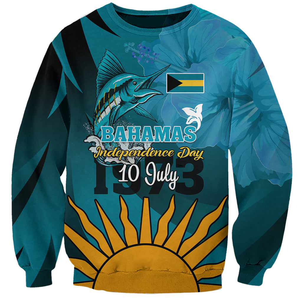 10 July The Bahamas Independence Day Sweatshirt Bahamian Blue Marlin With Hibiscus - Wonder Print Shop