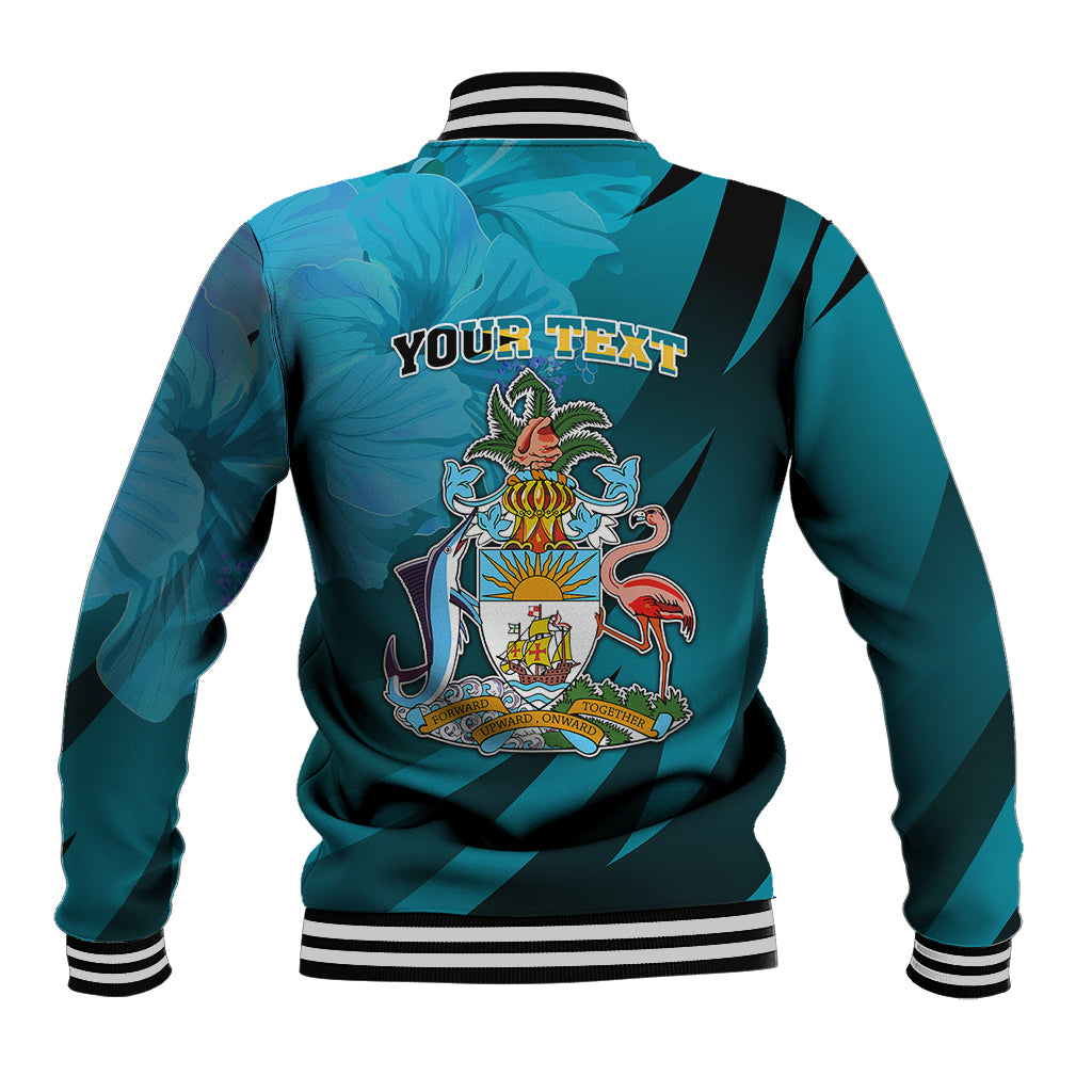 Custom 10 July The Bahamas Independence Day Baseball Jacket Bahamian Blue Marlin With Hibiscus - Wonder Print Shop