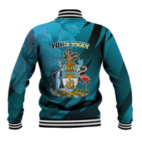 Custom 10 July The Bahamas Independence Day Baseball Jacket Bahamian Blue Marlin With Hibiscus - Wonder Print Shop
