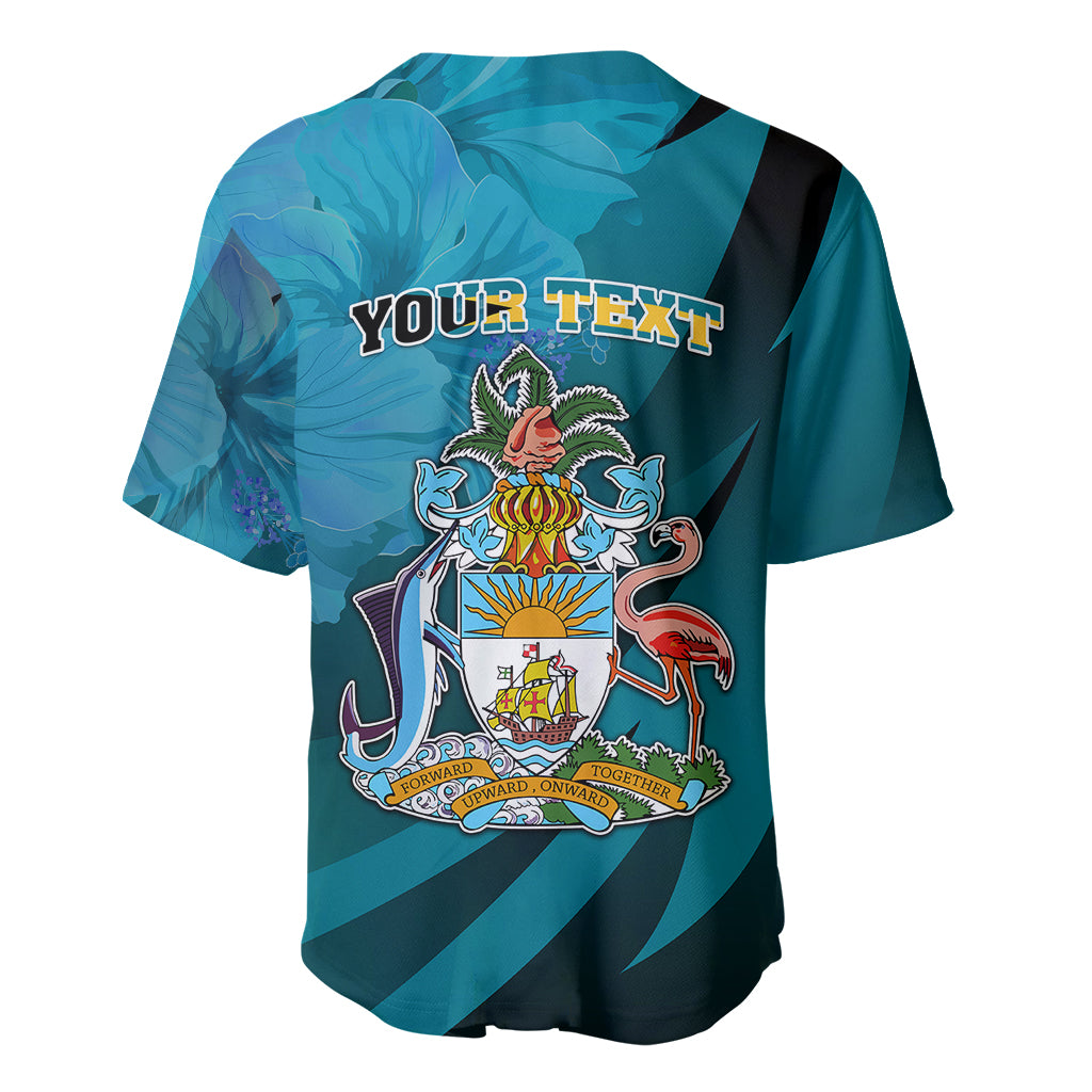 Custom 10 July The Bahamas Independence Day Baseball Jersey Bahamian Blue Marlin With Hibiscus - Wonder Print Shop