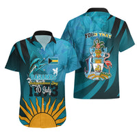 Custom 10 July The Bahamas Independence Day Hawaiian Shirt Bahamian Blue Marlin With Hibiscus - Wonder Print Shop