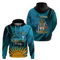 Custom 10 July The Bahamas Independence Day Hoodie Bahamian Blue Marlin With Hibiscus - Wonder Print Shop