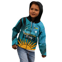 Custom 10 July The Bahamas Independence Day Kid Hoodie Bahamian Blue Marlin With Hibiscus - Wonder Print Shop