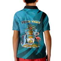 Custom 10 July The Bahamas Independence Day Kid Polo Shirt Bahamian Blue Marlin With Hibiscus - Wonder Print Shop