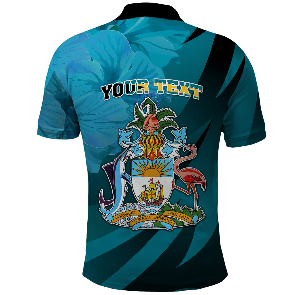 Custom 10 July The Bahamas Independence Day Polo Shirt Bahamian Blue Marlin With Hibiscus - Wonder Print Shop