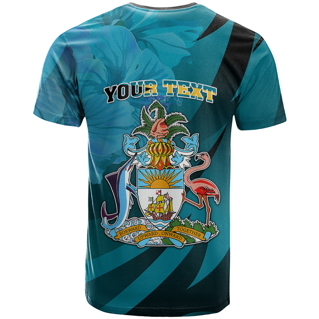 Custom 10 July The Bahamas Independence Day T Shirt Bahamian Blue Marlin With Hibiscus - Wonder Print Shop
