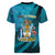 Custom 10 July The Bahamas Independence Day Women V Neck T Shirt Bahamian Blue Marlin With Hibiscus - Wonder Print Shop