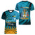 Custom 10 July The Bahamas Independence Day Women V Neck T Shirt Bahamian Blue Marlin With Hibiscus - Wonder Print Shop