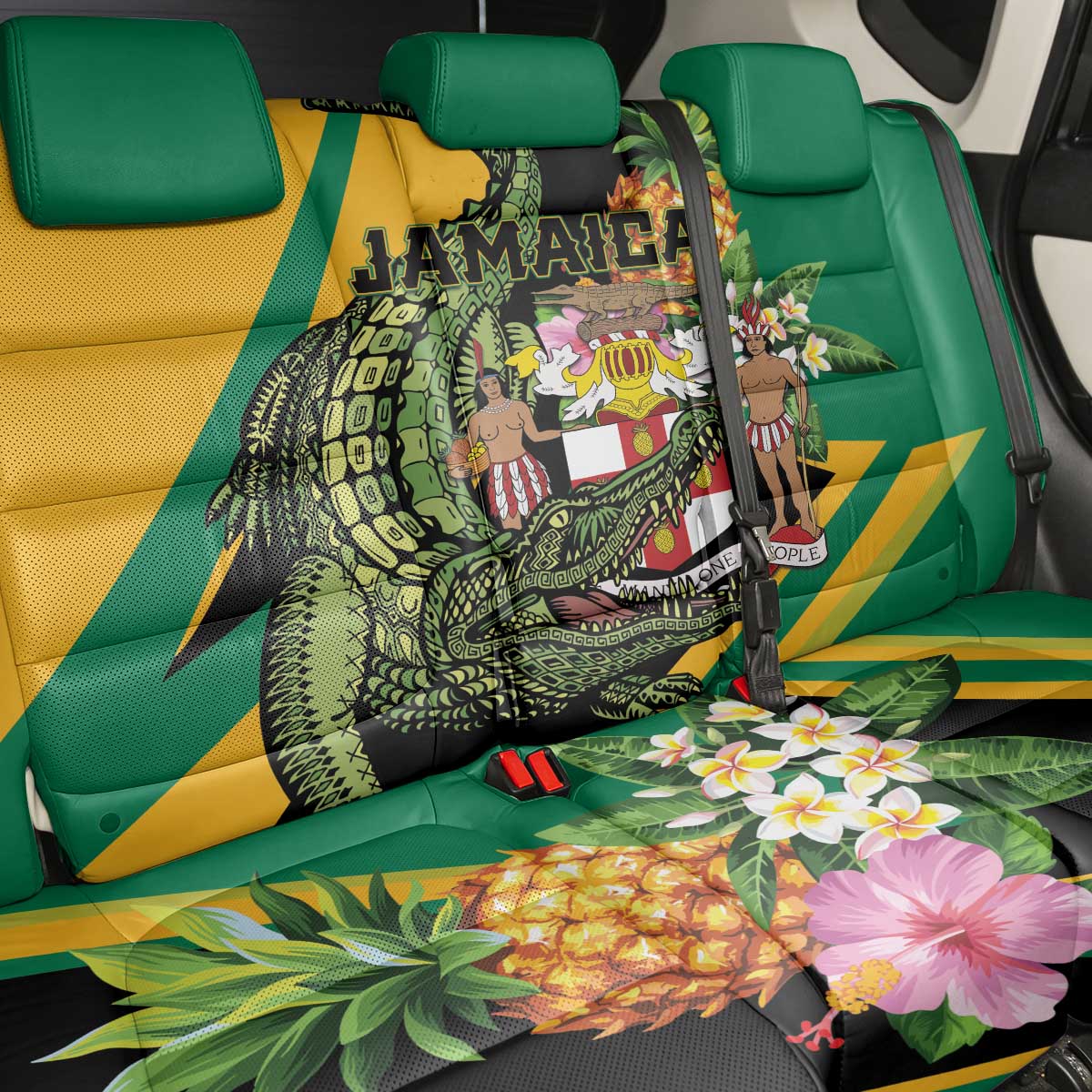 Jamaica Crocodile Back Car Seat Cover Pineapple Tropical Style - Wonder Print Shop
