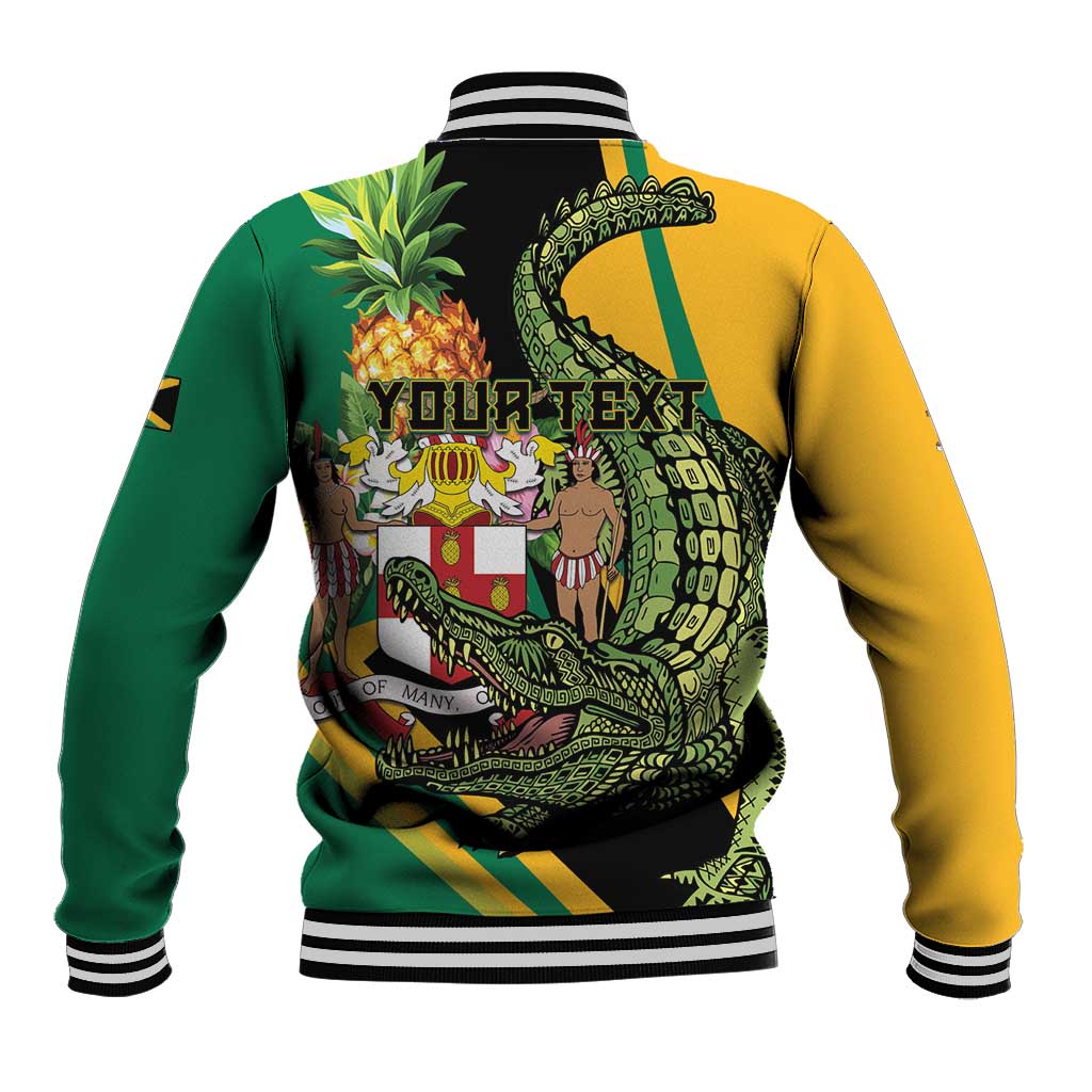 Personalized Jamaica Crocodile Baseball Jacket Pineapple Tropical Style - Wonder Print Shop