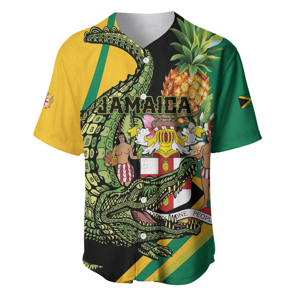 Personalized Jamaica Crocodile Baseball Jersey Pineapple Tropical Style - Wonder Print Shop