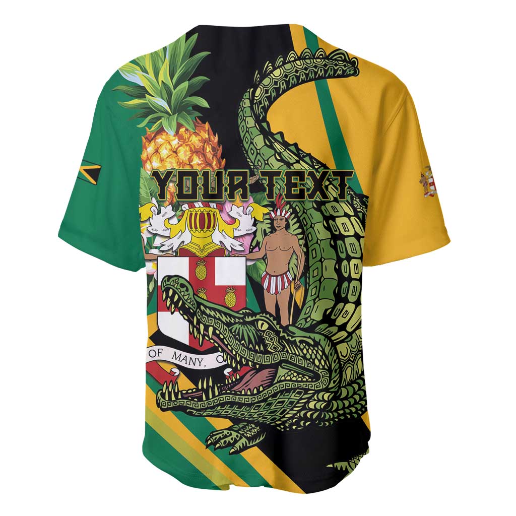 Personalized Jamaica Crocodile Baseball Jersey Pineapple Tropical Style - Wonder Print Shop