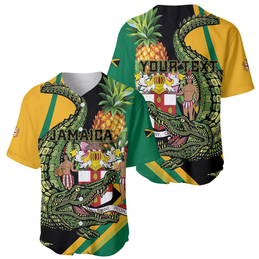 Personalized Jamaica Crocodile Baseball Jersey Pineapple Tropical Style - Wonder Print Shop