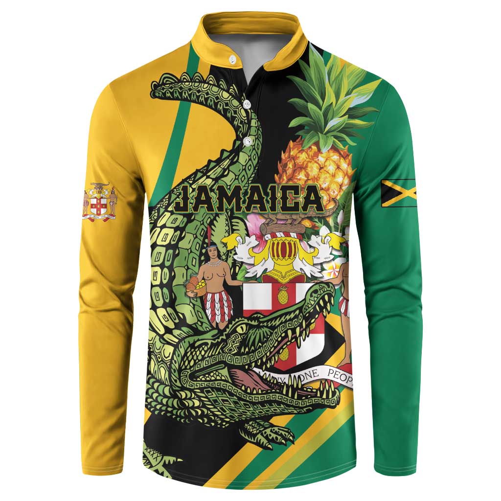 Personalized Jamaica Crocodile Button Sweatshirt Pineapple Tropical Style - Wonder Print Shop