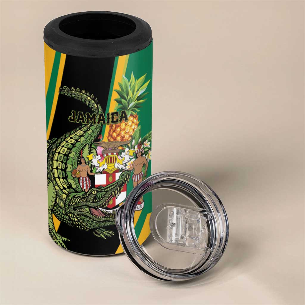 Personalized Jamaica Crocodile 4 in 1 Can Cooler Tumbler Pineapple Tropical Style - Wonder Print Shop