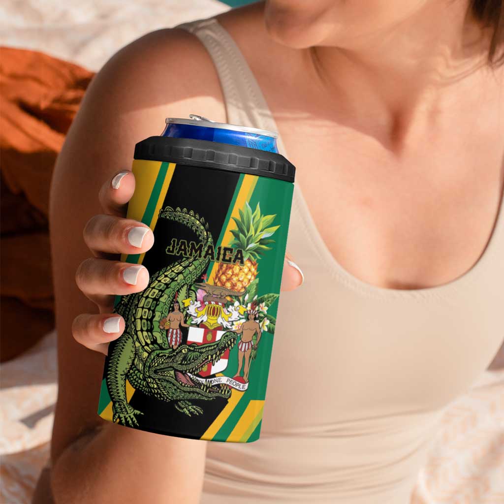 Personalized Jamaica Crocodile 4 in 1 Can Cooler Tumbler Pineapple Tropical Style - Wonder Print Shop