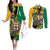 Personalized Jamaica Crocodile Couples Matching Off The Shoulder Long Sleeve Dress and Long Sleeve Button Shirt Pineapple Tropical Style - Wonder Print Shop