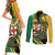 Personalized Jamaica Crocodile Couples Matching Short Sleeve Bodycon Dress and Long Sleeve Button Shirt Pineapple Tropical Style - Wonder Print Shop