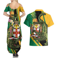 Personalized Jamaica Crocodile Couples Matching Summer Maxi Dress and Hawaiian Shirt Pineapple Tropical Style - Wonder Print Shop
