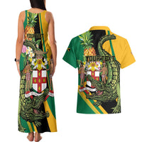 Personalized Jamaica Crocodile Couples Matching Tank Maxi Dress and Hawaiian Shirt Pineapple Tropical Style - Wonder Print Shop