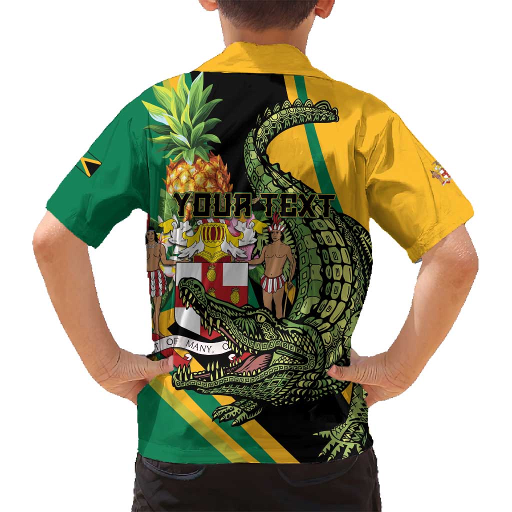 Personalized Jamaica Crocodile Family Matching Long Sleeve Bodycon Dress and Hawaiian Shirt Pineapple Tropical Style - Wonder Print Shop