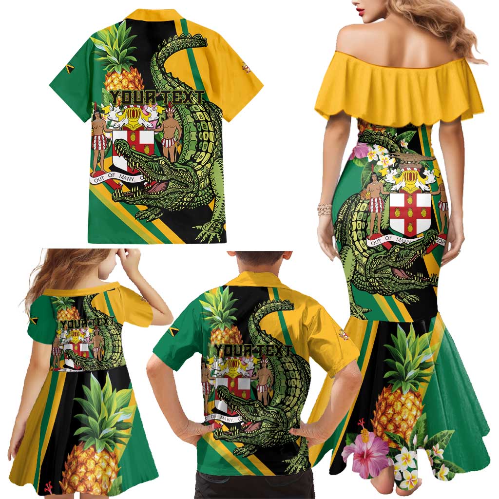 Personalized Jamaica Crocodile Family Matching Mermaid Dress and Hawaiian Shirt Pineapple Tropical Style - Wonder Print Shop